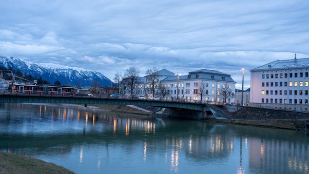 Twilight over a calm river