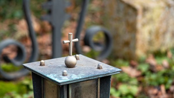 Metal lantern with small cross
